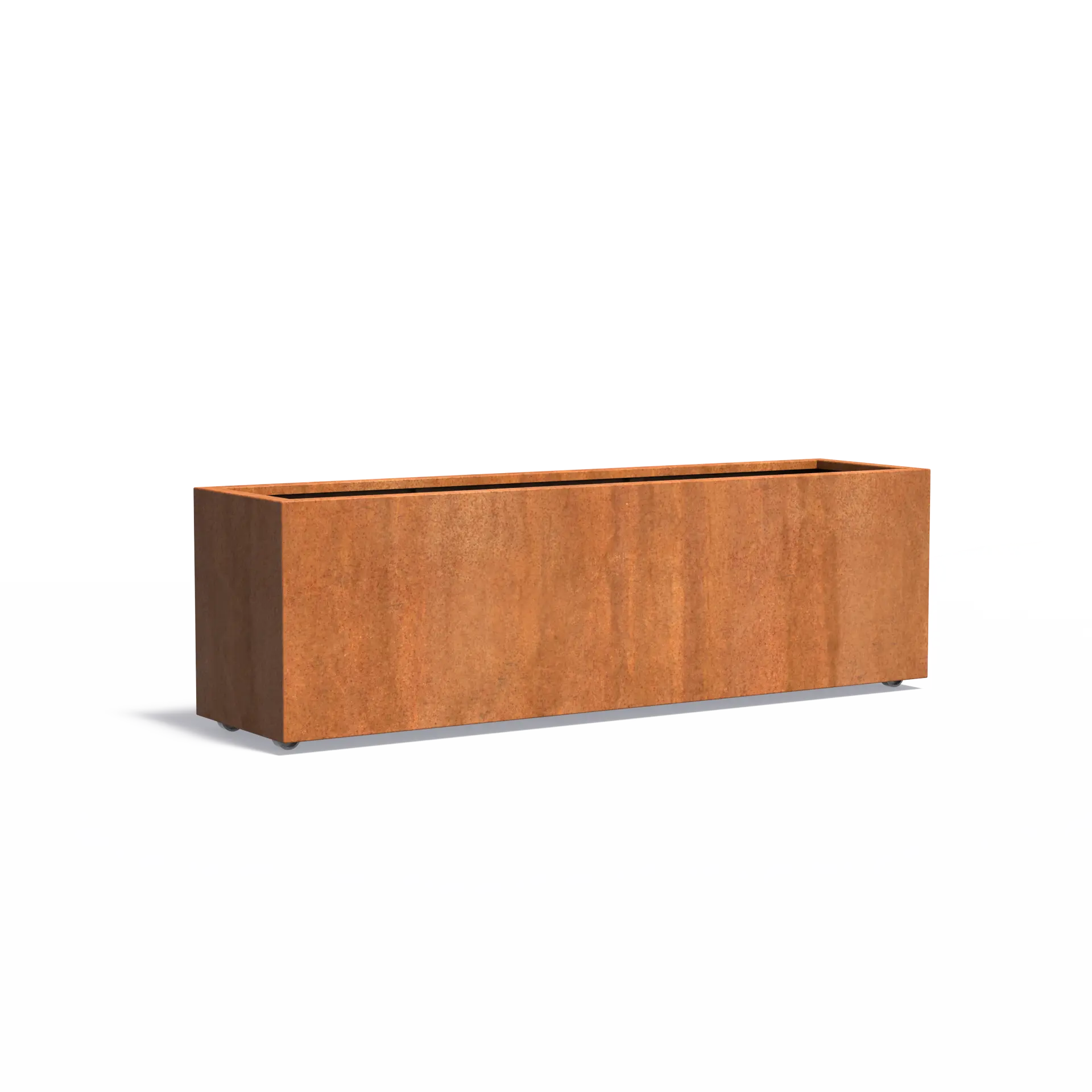 Istutusastia Corten Nelikulmio pyörillä 2000x500x600