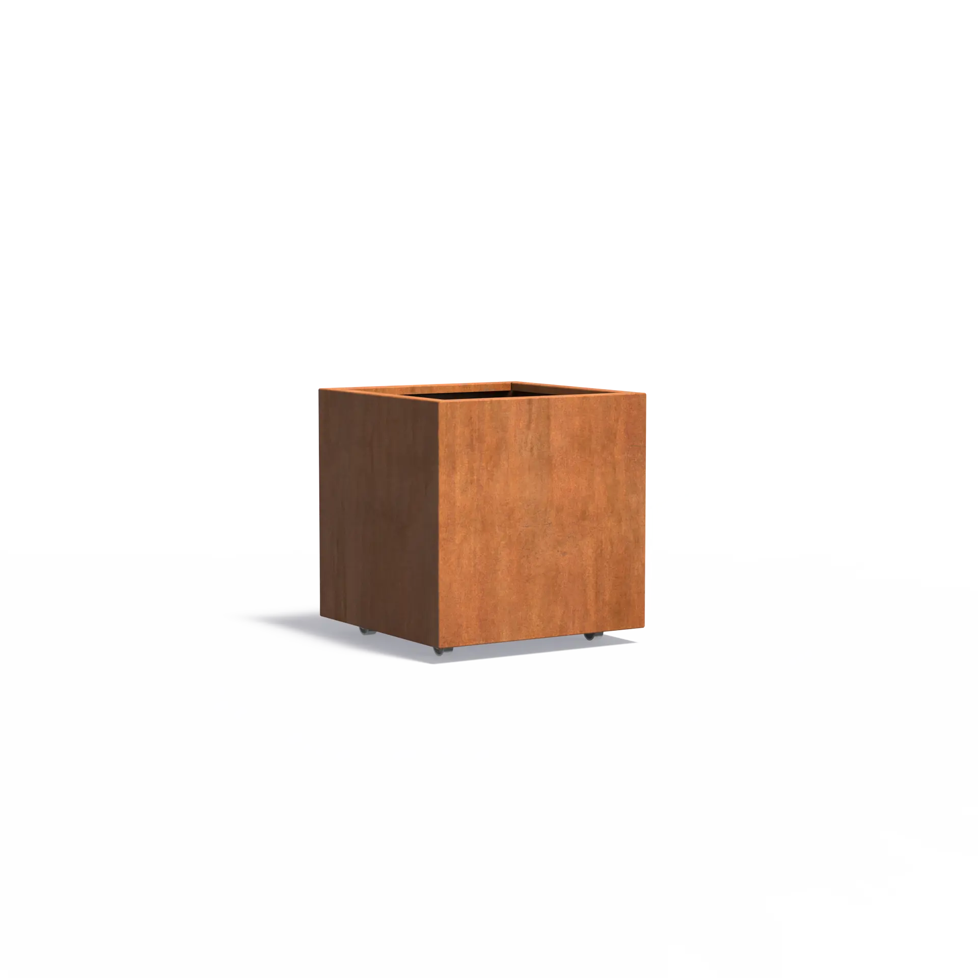 Istutusastia Corten Nelikulmio pyörillä 700x700x700